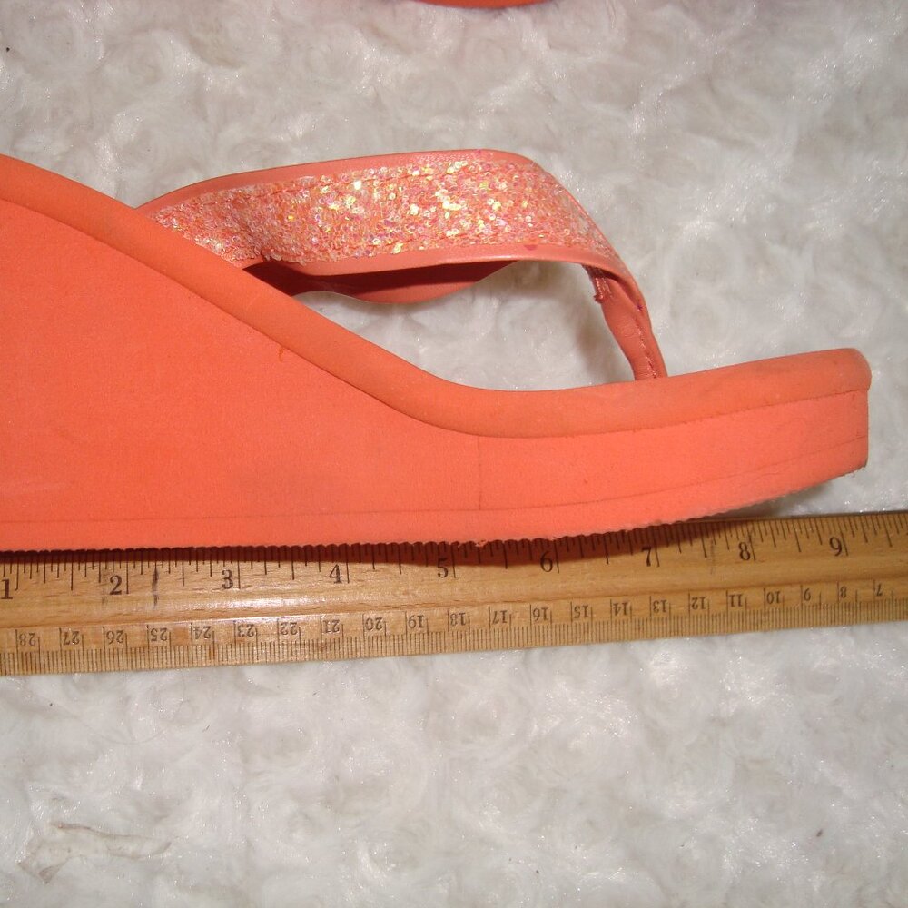 Colin Stuart Orange Sparkle Thong Flip Flop Platf… - image 6